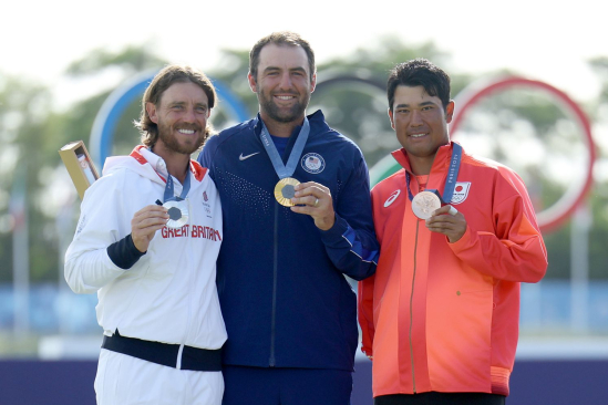 Tommy Fleetwood, Scottie Scheffler a Hideki Matsuyama (Foto: Getty Images)