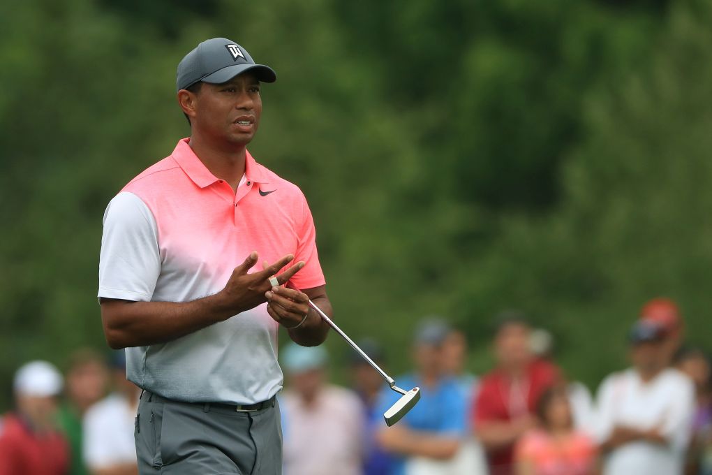 Tiger Woods během 3. kola Wells Fargo Championship 2018.