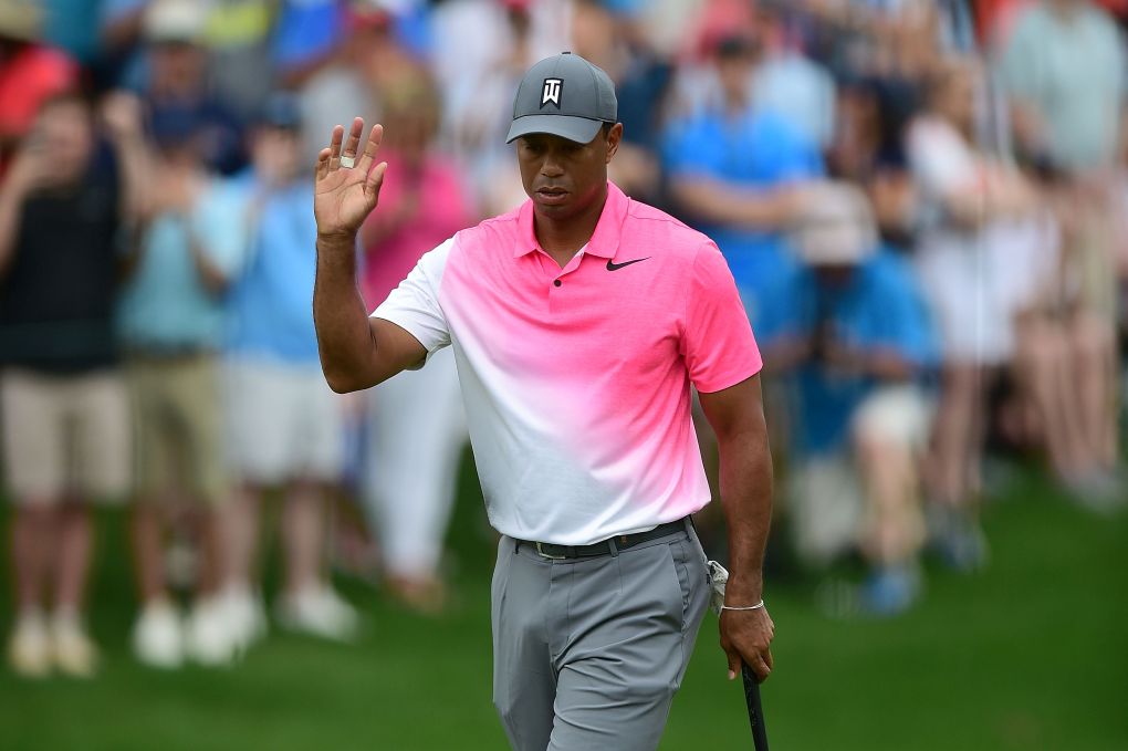 Tiger Woods během 3. kola Wells Fargo Championship 2018.